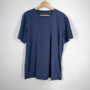 Prana Mens Short Sleeve Crew Neck Heathered Blue Basic T-Shirt Logo Tab